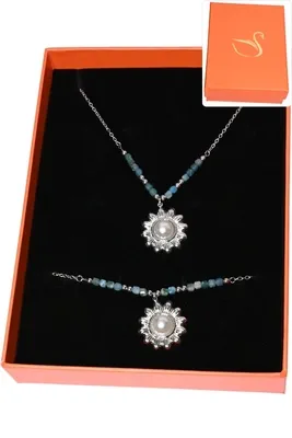 Coffret coffret parure bijoux pierre minérale Argent 233DAB