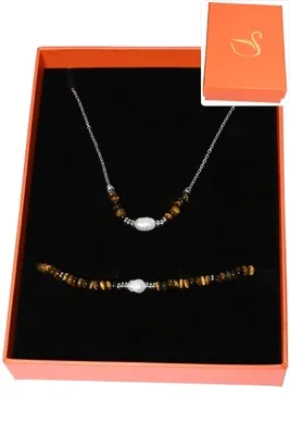 Coffret coffret parure bijoux pierre minérale perle naturelle Argent 241026