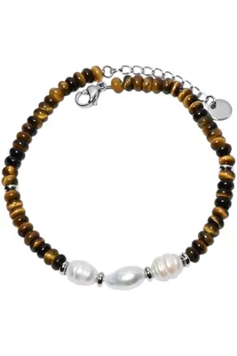 Bracelet pierre minérale perle naturelle Argent 2BFE26