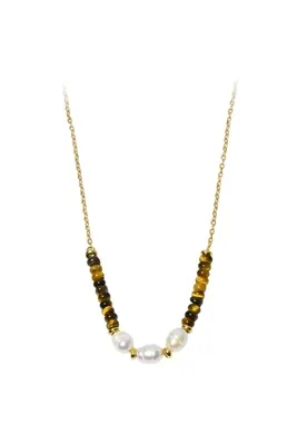 Collier pierre minérale perle naturelle Or 2BFE26