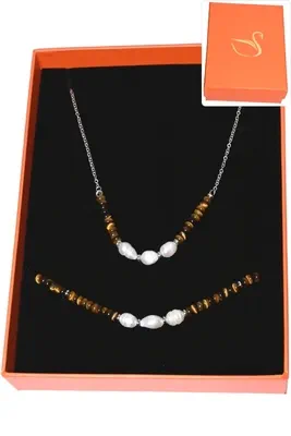 Coffret coffret parure bijoux pierre minérale perle naturelle Argent 2BFE26