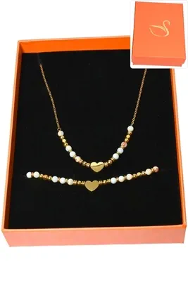 Coffret coffret parure bijoux pierre minérale coeur Or 507B42