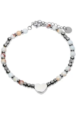 Bracelet coeur pierre minérale Argent 507B42