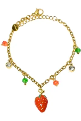 Collier breloque fraise 86E8C2