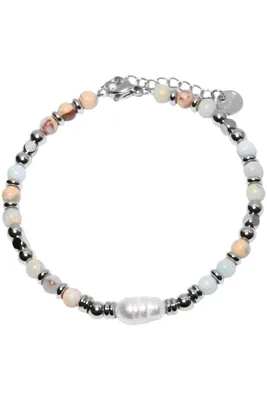 Bracelet pierre minérale perle naturelle Argent A901B2