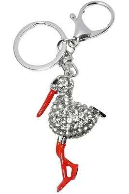 porte-cle cygogne Argent C44B79