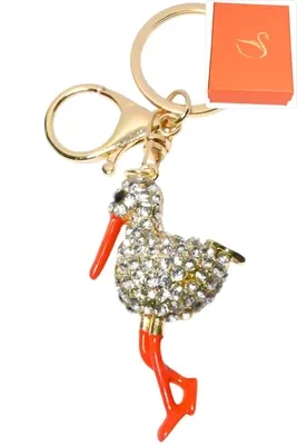 porte-cle cygogne coffret cadeaux bijoux de sac Or C44B79