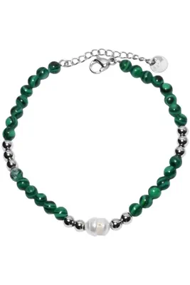 Bracelet pierre minérale perle naturelle Argent C9DAFD