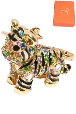 porte-cle tigre coffret cadeaux bijoux de sac Or P2E5A