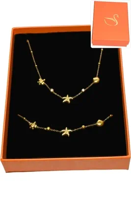 Coffret cadeaux orange parure bijoux étoile de mer Or