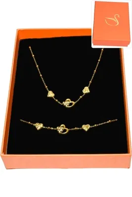 Coffret cadeaux orange parure bijoux coeur Or