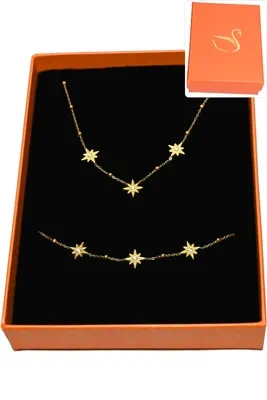Coffret cadeaux orange parure bijoux étoile Or