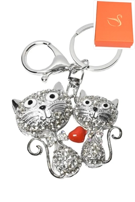 porte-cle coffret cadeaux chat Argent