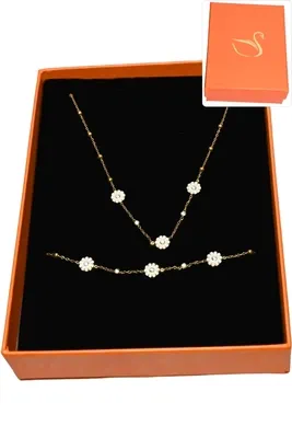 Coffret cadeaux orange parure bijoux fleur Or