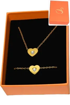Coffret cadeaux orange parure bijoux coeur Or