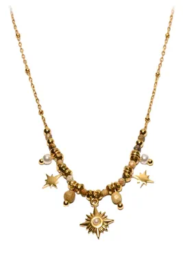 Collier étoile oeil de tigre Or
