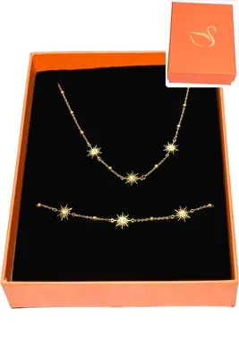 Coffret cadeaux orange parure bijoux soleil Or