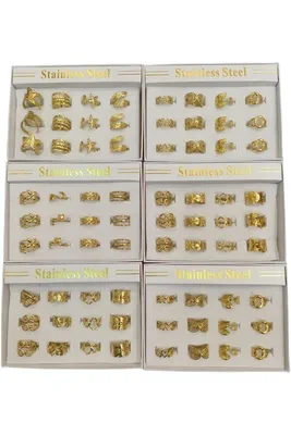 Bague 12 pcs en coffret mystère taille réglable Or