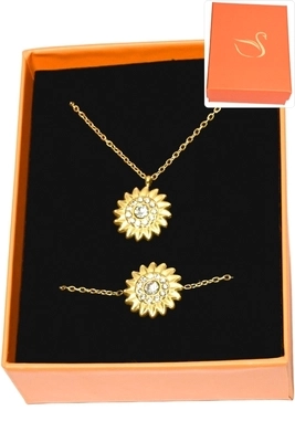 Coffret bijoux cadeaux parure orange soleil Or