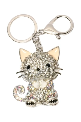 porte-cle chat Argent
