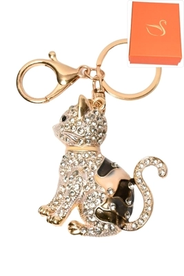 porte-cle coffret cadeaux bijoux de sac chat Or