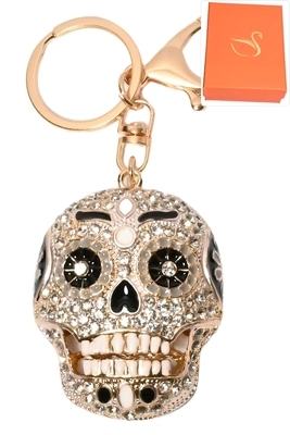 porte-cle coffret cadeaux bijoux de sac tête de mort Or