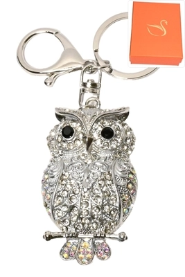 porte-cle coffret cadeaux bijoux de sac hibou chouette Argent