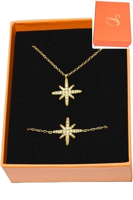 Coffret bijoux cadeaux parure orange étoile Or