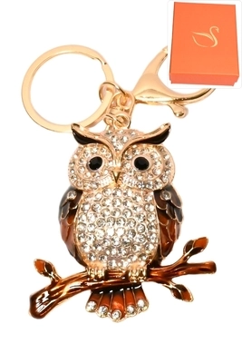 porte-cle coffret cadeaux bijoux de sac hibou Or