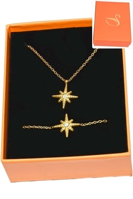 Coffret bijoux cadeaux parure orange étoile Or