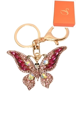 porte-cle coffret cadeaux bijoux de sac papillon Or