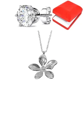 Coffret parure bijoux fleur Argent 020918