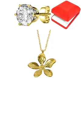 Coffret parure bijoux fleur Or 020918