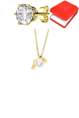 Coffret parure bijoux perle Or A1A4E0