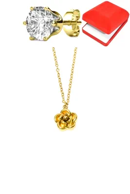 Coffret parure bijoux fleur Or B5AAA3