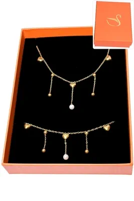 Coffret cadeaux orange parure bijoux coeur Or