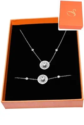 Coffret cadeaux orange parure bijoux soleil Argent