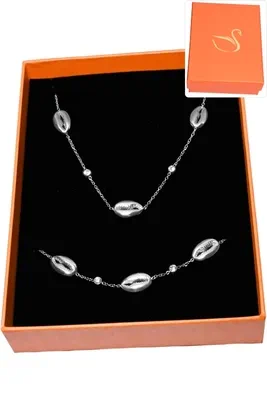 Coffret cadeaux orange parure bijoux graine de café Argent