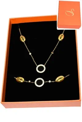 Coffret cadeaux orange parure bijoux graine de café Or