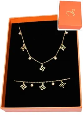 Coffret cadeaux orange parure bijoux fleur Or