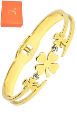 Coffret jonc cadeaux tréfle Or