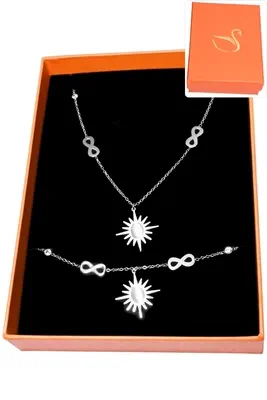 Coffret cadeaux orange parure bijoux soleil infini Argent