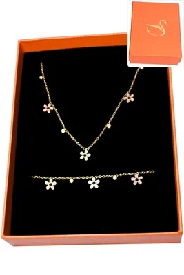 Coffret cadeaux orange parure bijoux fleur Or