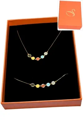 Coffret cadeaux orange parure bijoux smile Or