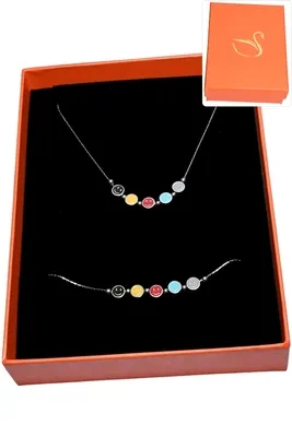 Coffret cadeaux orange parure bijoux smile Argent