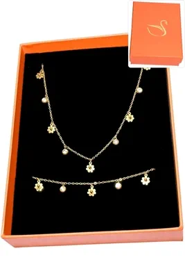 Coffret cadeaux orange parure bijoux fleur Or