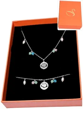 Coffret cadeaux orange parure bijoux luck Argent