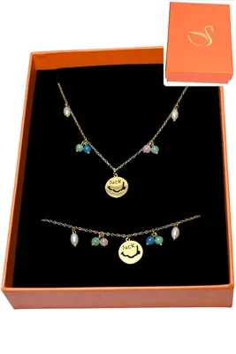 Coffret cadeaux orange parure bijoux luck Or