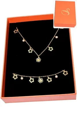 Coffret cadeaux orange parure bijoux fleur Or