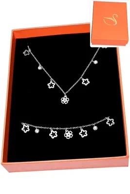 Coffret cadeaux orange parure bijoux Argent